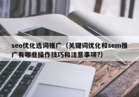 seo优化选词推广（关键词优化和sem推广有哪些操作技巧和注意事项?）