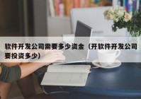 软件开发公司需要多少资金（开软件开发公司要投资多少）