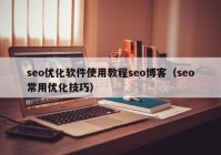 seo优化软件使用教程seo博客（seo常用优化技巧）