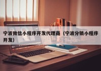 宁波微信小程序开发代理商（宁波分销小程序开发）