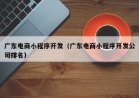 广东电商小程序开发（广东电商小程序开发公司排名）